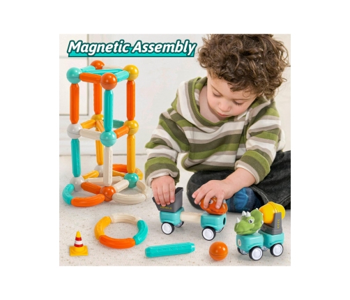 WOOPIE Klocki Magnetyczne Dinozaury Konstrukcyjne 84 el.