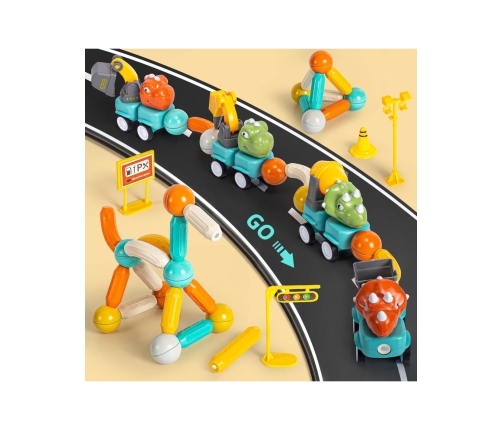 WOOPIE Klocki Magnetyczne Dinozaury Konstrukcyjne 84 el.