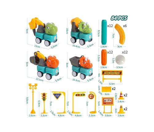 WOOPIE Klocki Magnetyczne Dinozaury Konstrukcyjne 84 el.