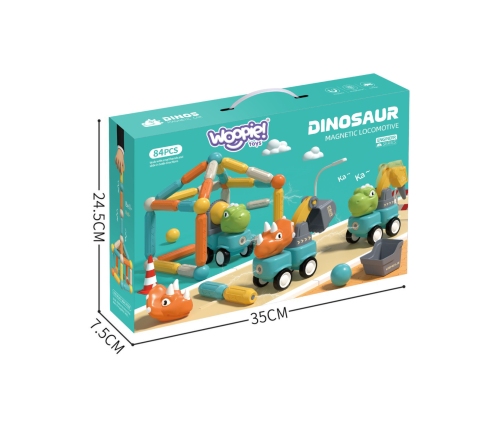 WOOPIE Klocki Magnetyczne Dinozaury Konstrukcyjne 84 el.