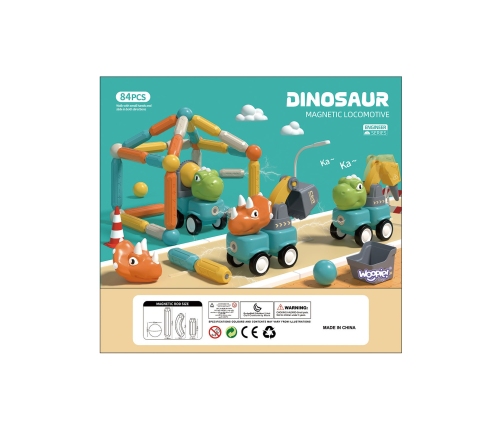 WOOPIE Klocki Magnetyczne Dinozaury Konstrukcyjne 84 el.