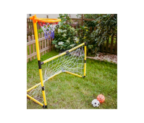 WOOPIE Zestaw 2w1 koszykówka Bramka do Piłki Nożnej + Piłki i Pompka