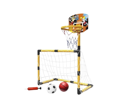 WOOPIE Zestaw 2w1 koszykówka Bramka do Piłki Nożnej + Piłki i Pompka