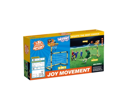WOOPIE Zestaw 2w1 koszykówka Bramka do Piłki Nożnej + Piłki i Pompka