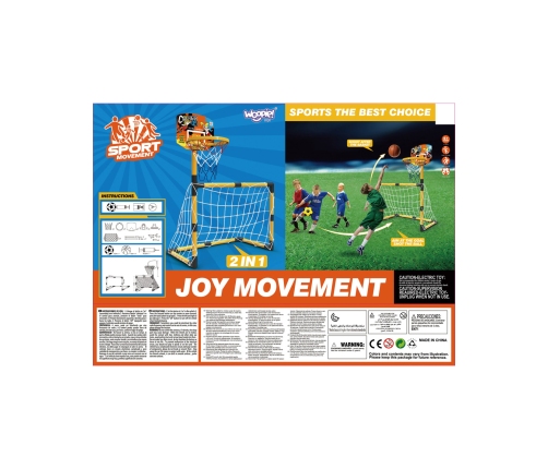 WOOPIE Zestaw 2w1 koszykówka Bramka do Piłki Nożnej + Piłki i Pompka