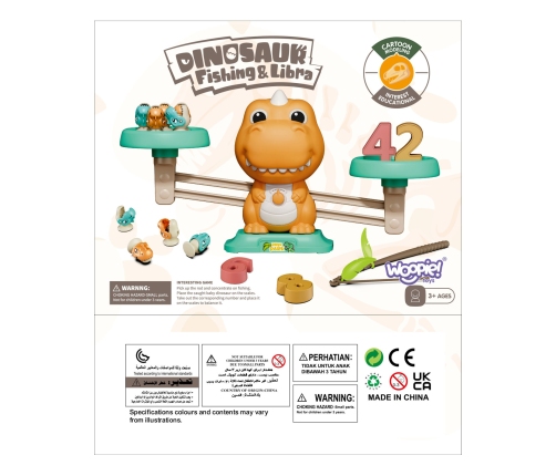 WOOPIE Waga Szalkowa Równoważnia Gra Łowienie Dinozaurów Rybek Nauka Liczydło