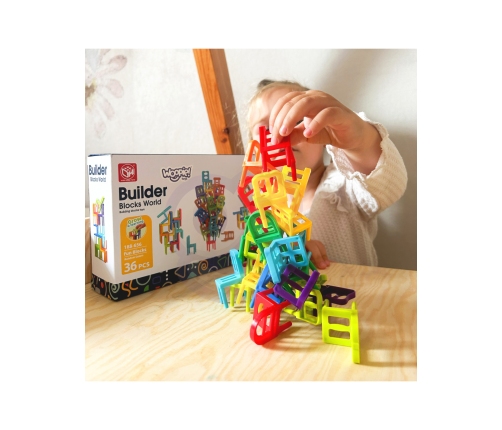 WOOPIE Gra Zręcznościowa Układanka Klocków Balansujące Krzesła 36 el.