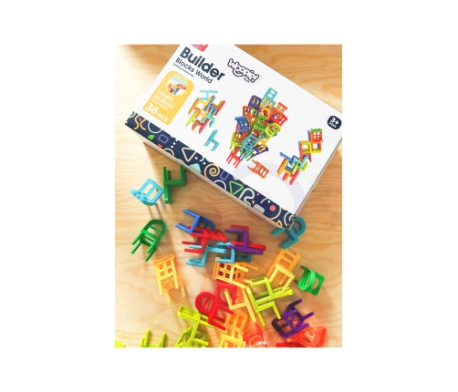 WOOPIE Gra Zręcznościowa Układanka Klocków Balansujące Krzesła 36 el.