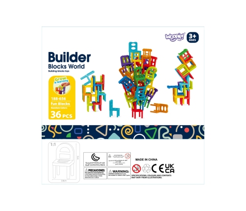 WOOPIE Gra Zręcznościowa Układanka Klocków Balansujące Krzesła 36 el.