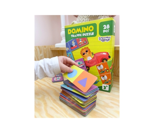 WOOPIE Gra Edukacyjna Transport Zwierzęta Puzzle Domino Montessori