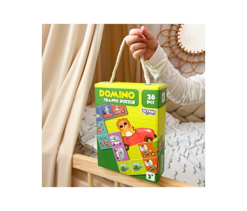 WOOPIE Gra Edukacyjna Transport Zwierzęta Puzzle Domino Montessori