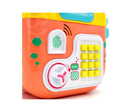 WOOPIE Elektroniczna Skarbonka Sejf Bankomat na Pin Kod Dostępu Krab Plecak Pomarańczowy