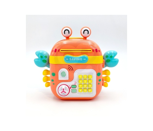 WOOPIE Elektroniczna Skarbonka Sejf Bankomat na Pin Kod Dostępu Krab Plecak Pomarańczowy