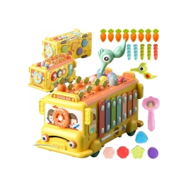 WOOPIE BABY Interaktywny Autobus Montessori Edukacyjny 6w1 Młoteczek Cymbałki +18 m