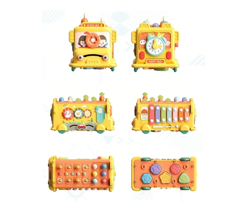 WOOPIE BABY Interaktywny Autobus Montessori Edukacyjny 6w1 Młoteczek Cymbałki +18 m