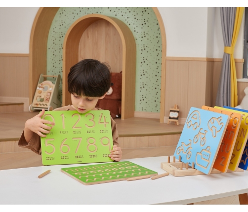 VIGA Drewniany Stojak na Tablice Kreślarskie Puzzle Pionowy Ogranizer