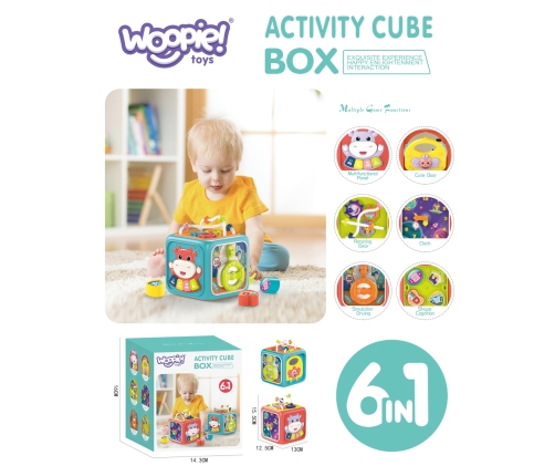 WOOPIE Interaktywna Kostka Sensoryczna Edukacyjna Montessori Sorter 6w1