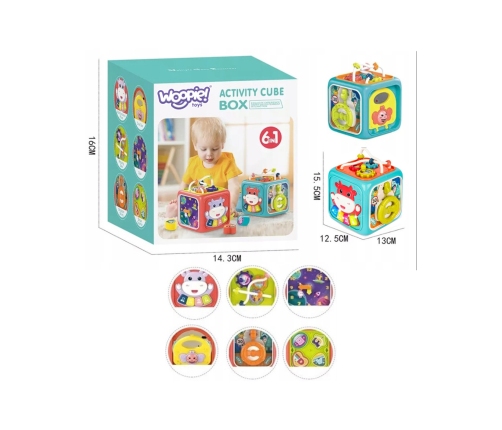 WOOPIE Interaktywna Kostka Sensoryczna Edukacyjna Montessori Sorter 6w1