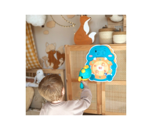 WOOPIE Gra w Rzutki Pistolet Dinozaur na Kulki Rzepy Tarcza Punkty Strzelanie