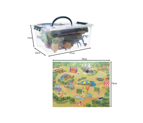 WOOPIE Zestaw Figurki Dinozaury 16 el. + Mata + Kuferek