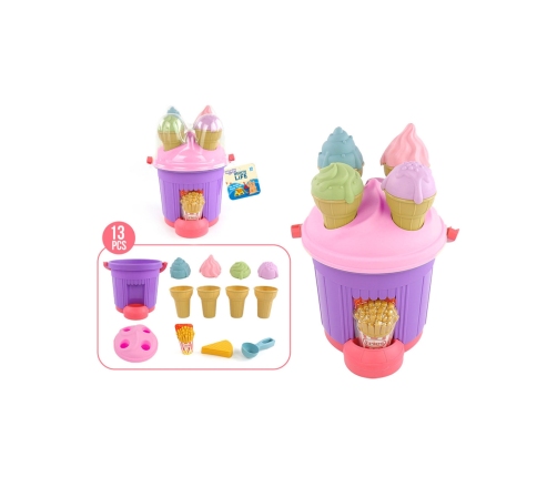 WOOPIE Zestaw do Piaskownicy Lody Foremki Wiaderko z Lodami do piasku