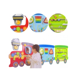 VIGA Drewniana Tablica Sensoryczna-Manipulacyjna EDU Pociąg