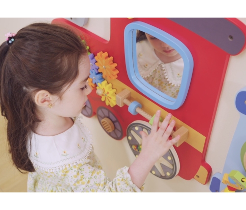 VIGA Drewniana Tablica Sensoryczna-Manipulacyjna EDU Pociąg