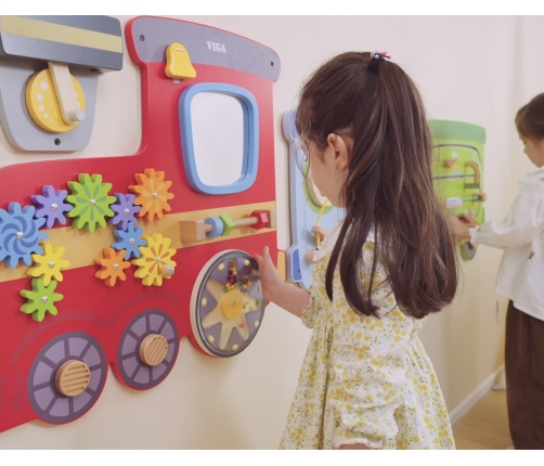 VIGA Drewniana Tablica Sensoryczna-Manipulacyjna EDU Pociąg