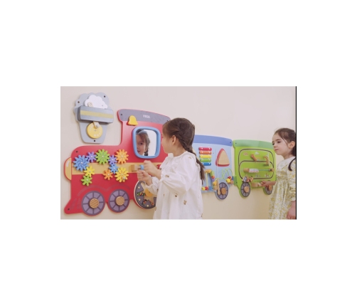 VIGA Drewniana Tablica Sensoryczna-Manipulacyjna EDU Pociąg