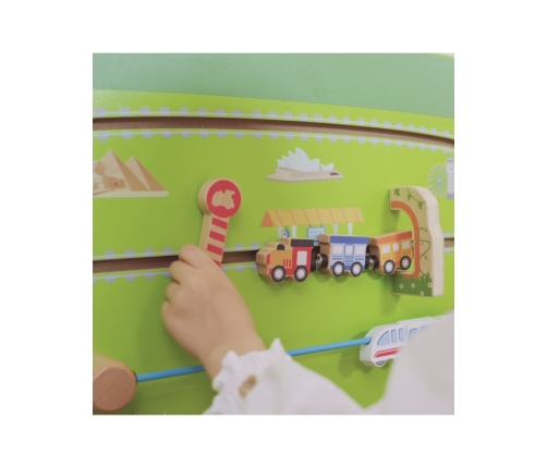 VIGA Drewniana Tablica Sensoryczna-Manipulacyjna EDU Pociąg