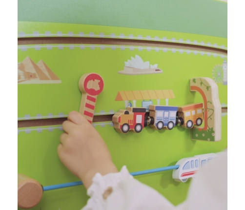 VIGA Drewniana Tablica Sensoryczna-Manipulacyjna EDU Pociąg