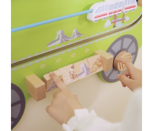 VIGA Drewniana Tablica Sensoryczna-Manipulacyjna EDU Pociąg