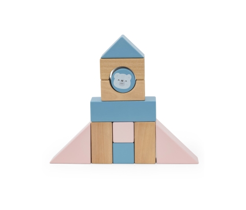 VIGA PolarB Drewniany Wózek do Ciągnięcia + Klocki 21 el.