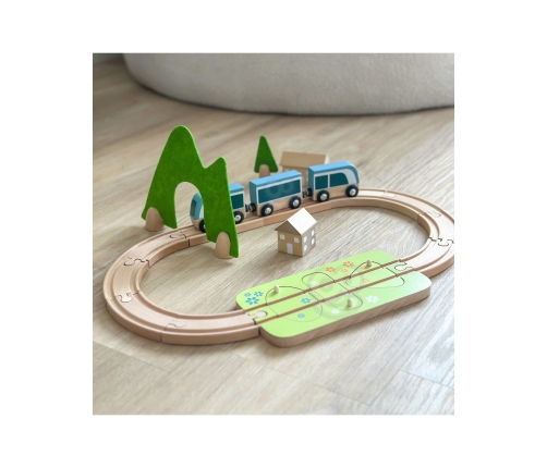 CLASSIC WORLD Zestaw Kolejka Tor Drewniany Pociąg + Sorter Kształtów 40 el.