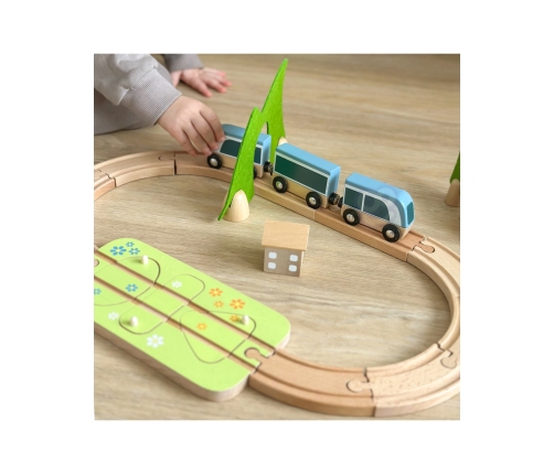 CLASSIC WORLD Zestaw Kolejka Tor Drewniany Pociąg + Sorter Kształtów 40 el.