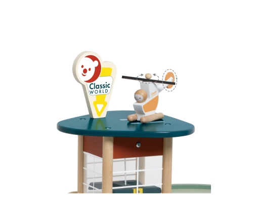 CLASSIC WORLD Wielopoziomowy Parking Auta Helikopter Dystybutor Myjnia + Akc.