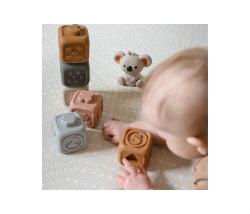 WOOPIE BABY Zestaw Edukacyjna Piramdka Klocki Sensoryczne 2w1 Gryzak Cyferki