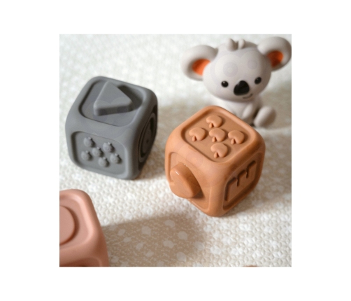 WOOPIE BABY Zestaw Edukacyjna Piramdka Klocki Sensoryczne 2w1 Gryzak Cyferki