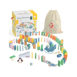 CLASSIC WORLD Drewniane Domino Tor Logiczny Przeszkód Układanka Montessori 100 el. CLASSIC WORLD Drewniane Domino Tor Logiczny Przeszkód Układanka Montessori 100 el.