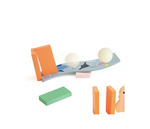 CLASSIC WORLD Drewniane Domino Tor Logiczny Przeszkód Układanka Montessori 100 el.