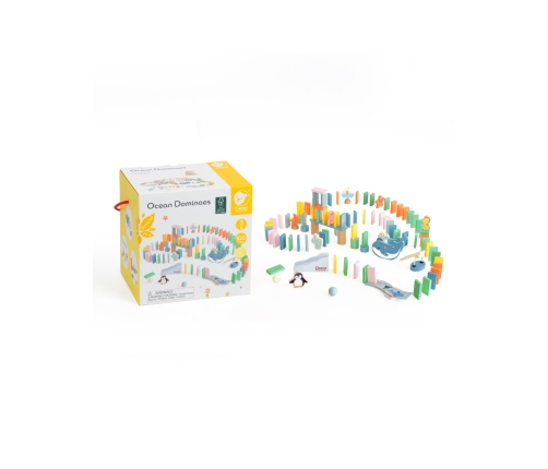 CLASSIC WORLD Drewniane Domino Tor Logiczny Przeszkód Układanka Montessori 100 el.