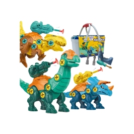 WOOPIE Zestaw Dinozaury do Skręcania 3 szt. Zestaw Konstrukcyjny w Pudełku + Wiertarka i Śrubokręt