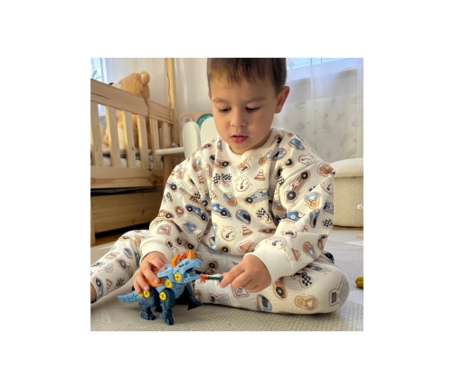 WOOPIE Zestaw Dinozaury do Skręcania 3 szt. Zestaw Konstrukcyjny w Pudełku + Wiertarka i Śrubokręt