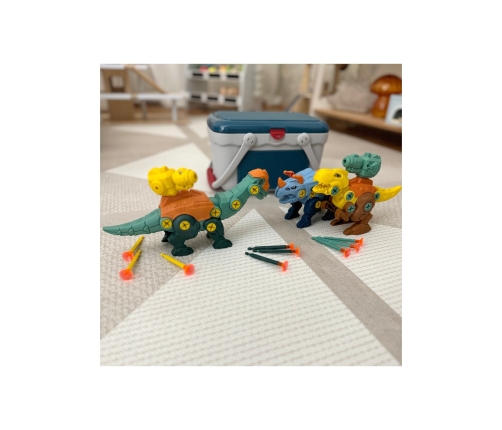 WOOPIE Zestaw Dinozaury do Skręcania 3 szt. Zestaw Konstrukcyjny w Pudełku + Wiertarka i Śrubokręt