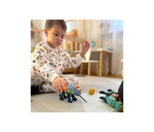 WOOPIE Zestaw Dinozaury do Skręcania 3 szt. Zestaw Konstrukcyjny w Pudełku + Wiertarka i Śrubokręt