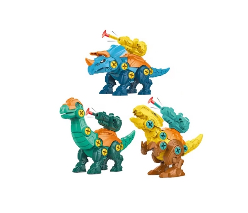 WOOPIE Zestaw Dinozaury do Skręcania 3 szt. Zestaw Konstrukcyjny w Pudełku + Wiertarka i Śrubokręt