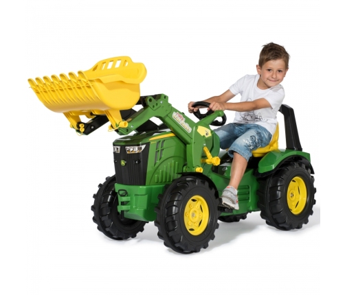 RollyX-Trac Premium John Deere Traktor na Pedały Łyżka Ciche Koła 3-10 Lat do 50kg Rolly Toys - Zielony