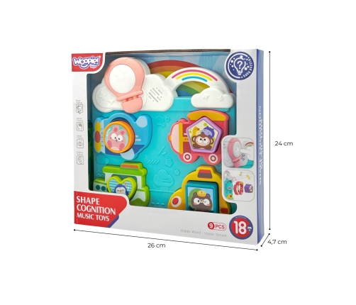 WOOPIE BABY Interaktywna Układanka Dopasuj Pojazdy i Zwierzątka Niebieska