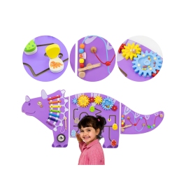 VIGA Drewniana Tablica Sensoryczna-Manipulacyjna EDU Triceratops