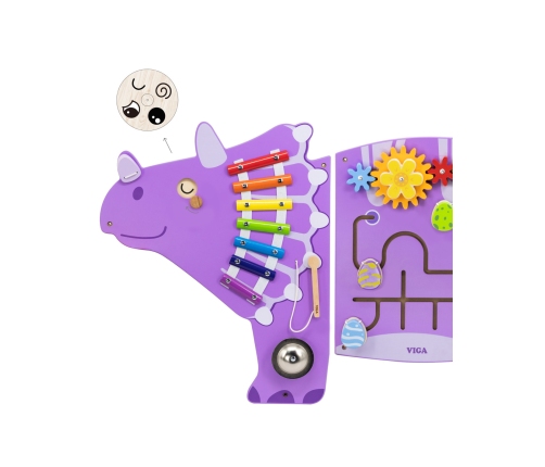 VIGA Drewniana Tablica Sensoryczna-Manipulacyjna EDU Triceratops